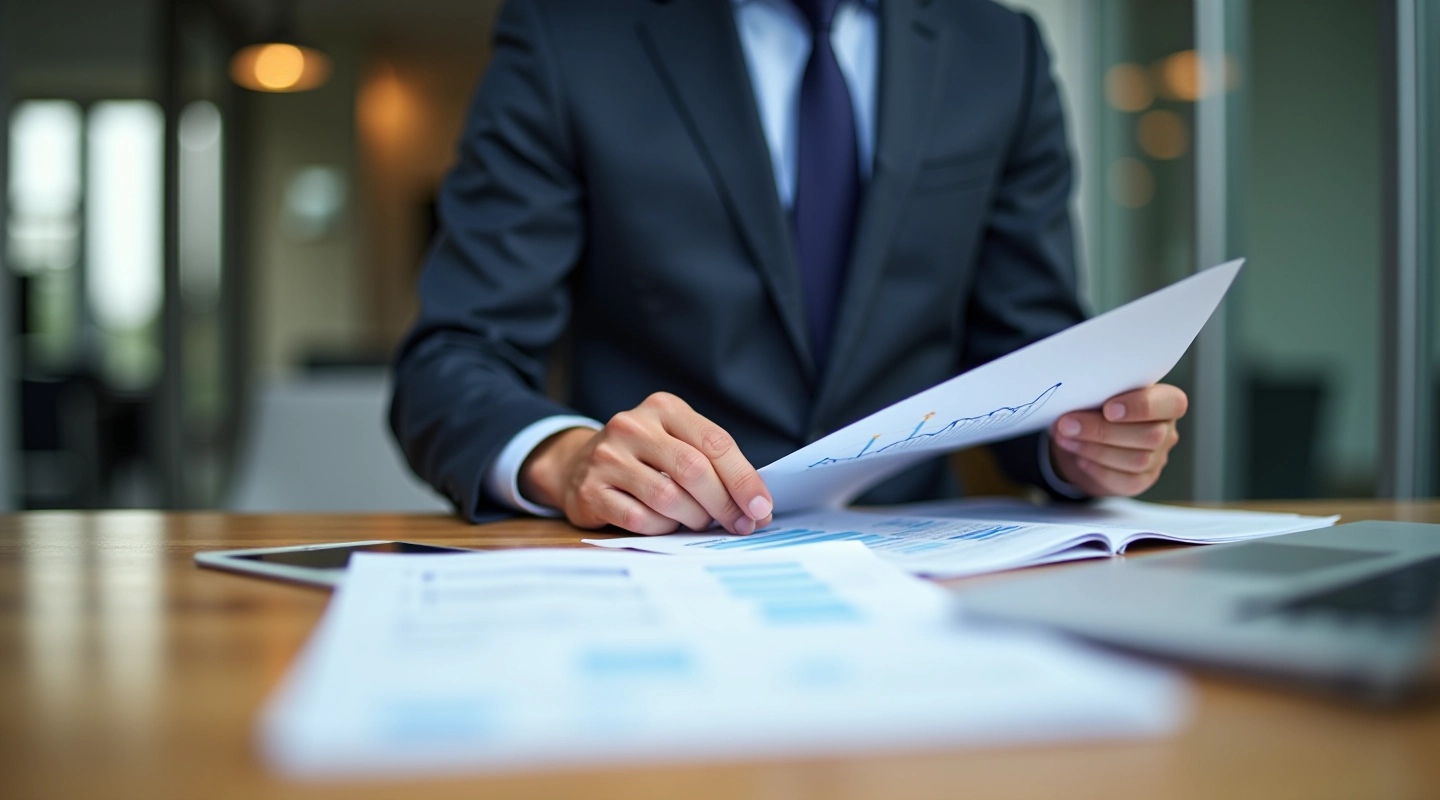 Financial analyst reviewing IFRS revenue recognition standards and documentation